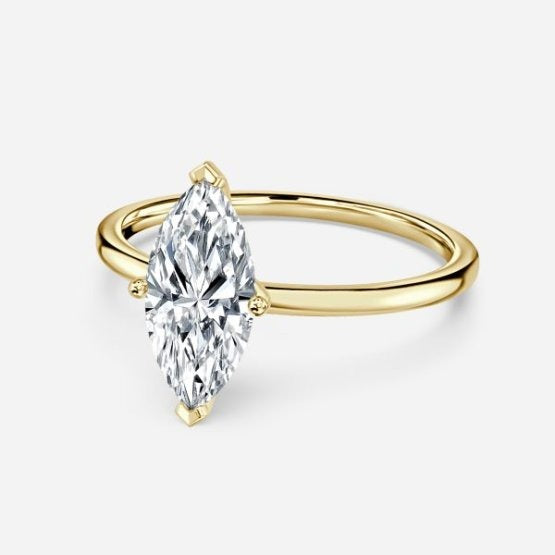 Deltic Marquise Solitaire Engagement Ring 14K / 18K Solid Gold