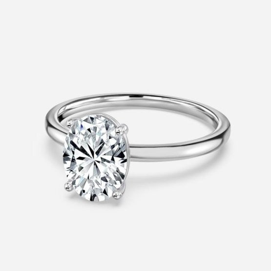 Deltic Oval Solitaire Engagement Ring 14K / 18K Solid Gold