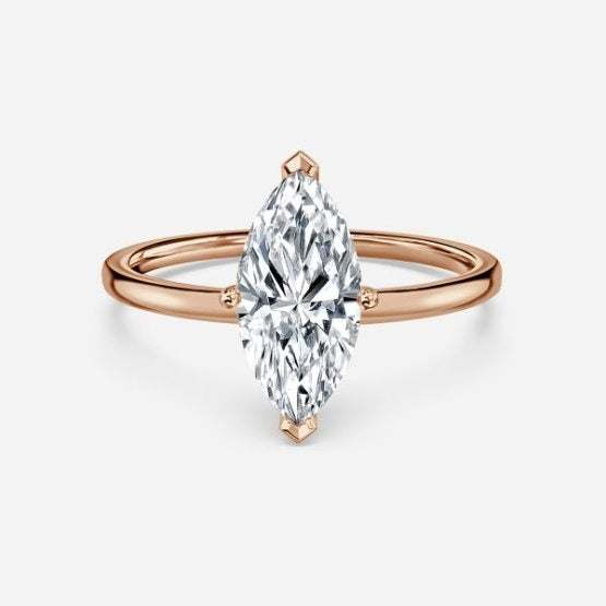 Deltic Marquise Solitaire Engagement Ring 14K / 18K Solid Gold