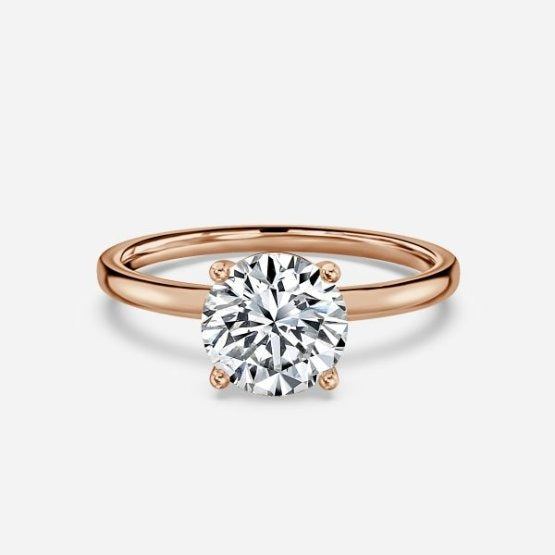 Deltic Round Solitaire Engagement Ring 14K / 18K Solid Gold