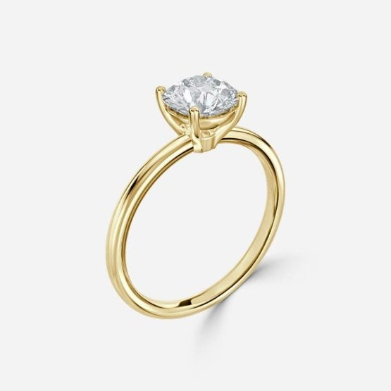 Deltic Round Solitaire Engagement Ring 14K / 18K Solid Gold