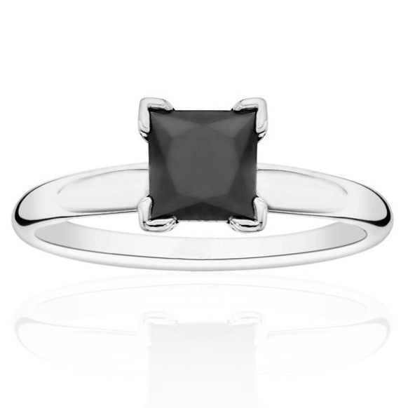 0.50 Carat Black Diamond Solitaire Ring Princess Cut Black Diamond 14K Rose Gold Engagement Ring - Blackdiamond