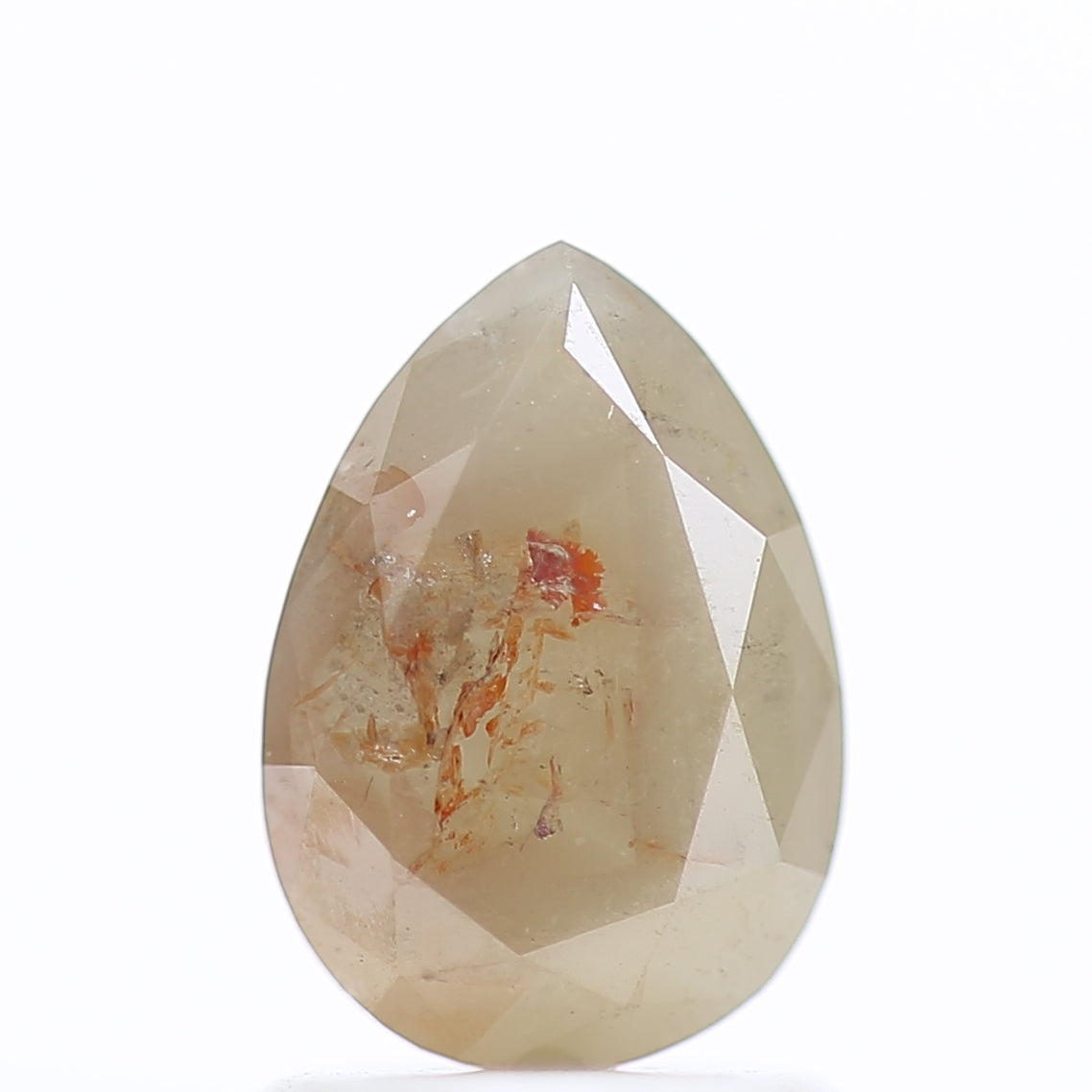 1.15 Carat Rustic Orange Gray Pear Cut Salt And Pepper Diamond 8.30 MM