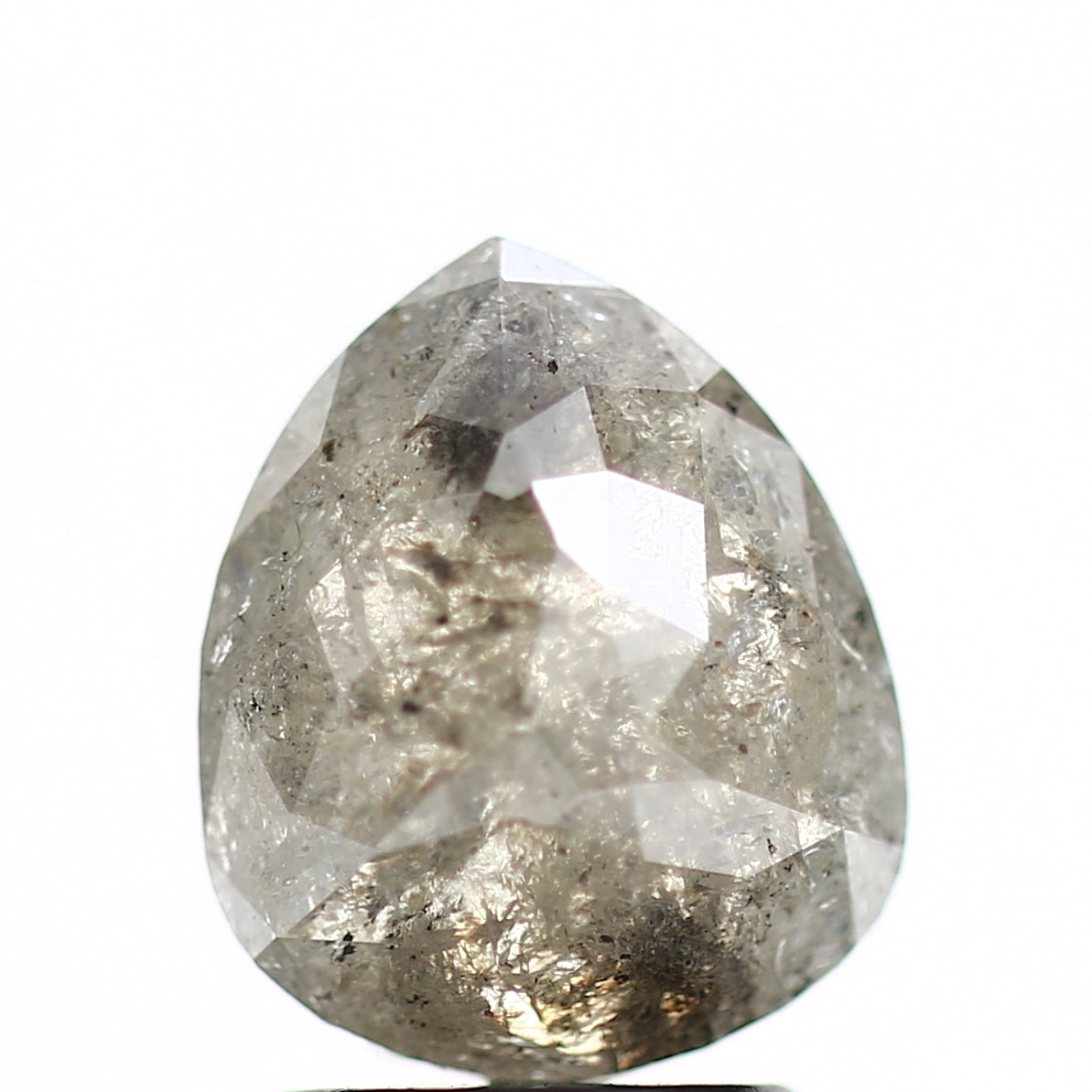 1.54 Carat Natural Pear Rose Cut Gray Salt and Pepper Diamond sd25