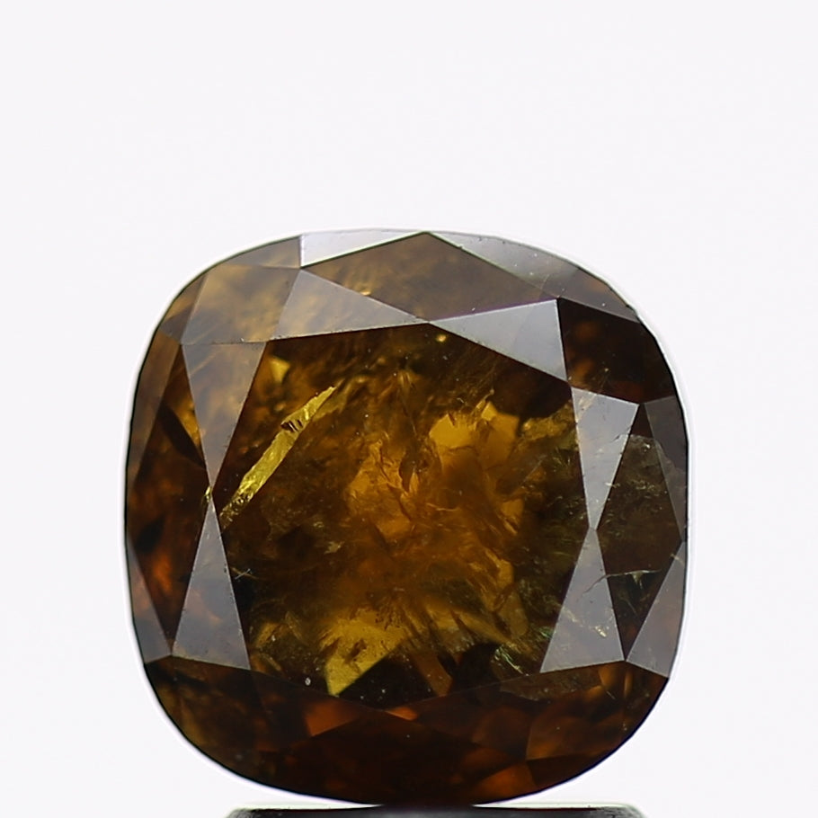2.45 Carat Natural Cushion Salt and Pepper Diamond Fancy Brown 7.7 MM