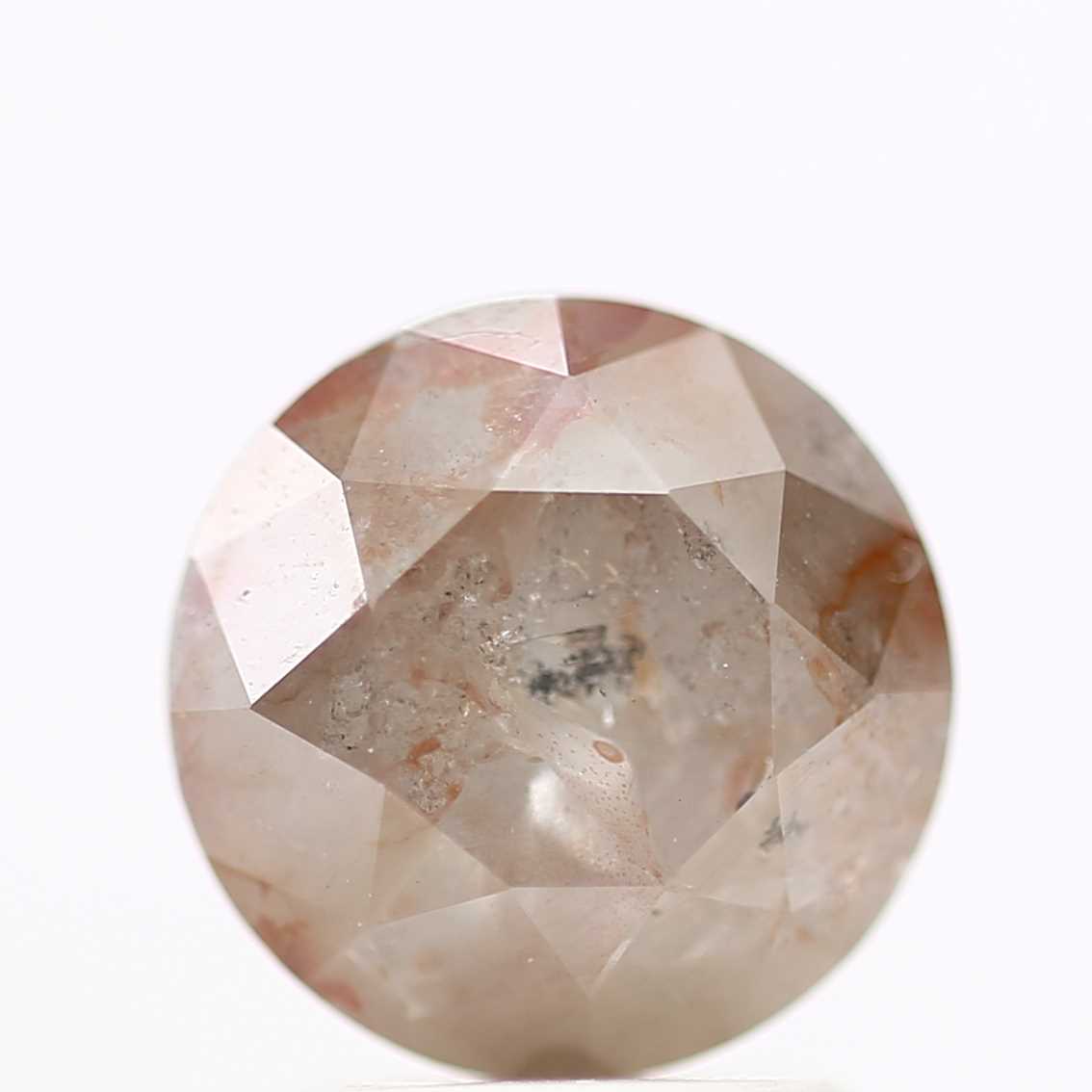 2.22 Carat Natural Peachy Orange Round Salt and Pepper Diamond 6.7 MM - Blackdiamond