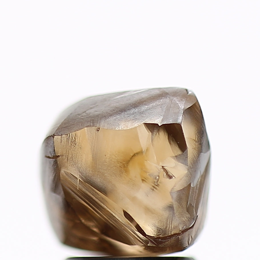 3.73 Carat Natural Octahedron Fancy Champagne Brown Rough Diamond 9.11 MM