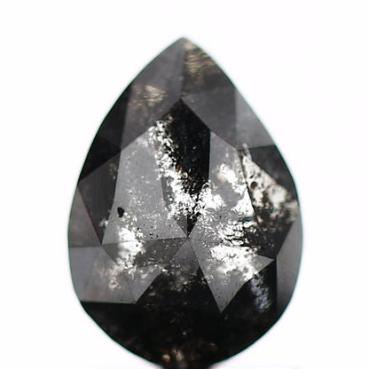 1.21 Carat Rose Cut Pear Natural Loose Black Diamond 8.2 MM