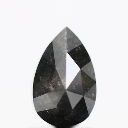 1.77 Carat Rose Cut Black Pear Salt and Pepper Diamond 8.60 MM