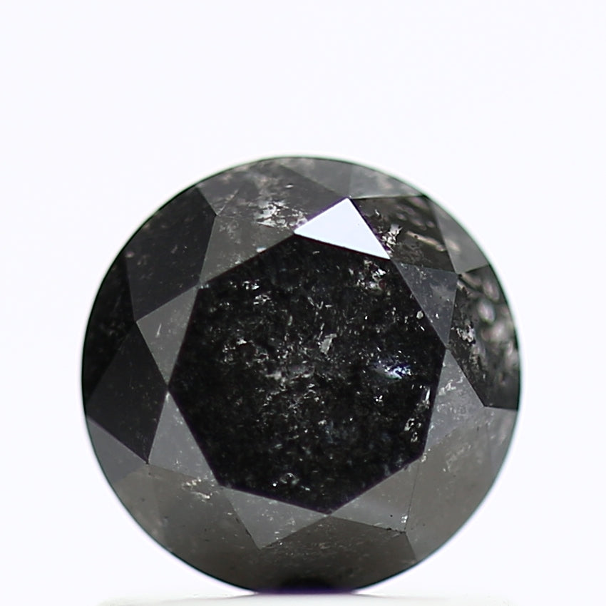 1 Carat Natural Black Round Cut Salt and Pepper Diamond 5.90 MM