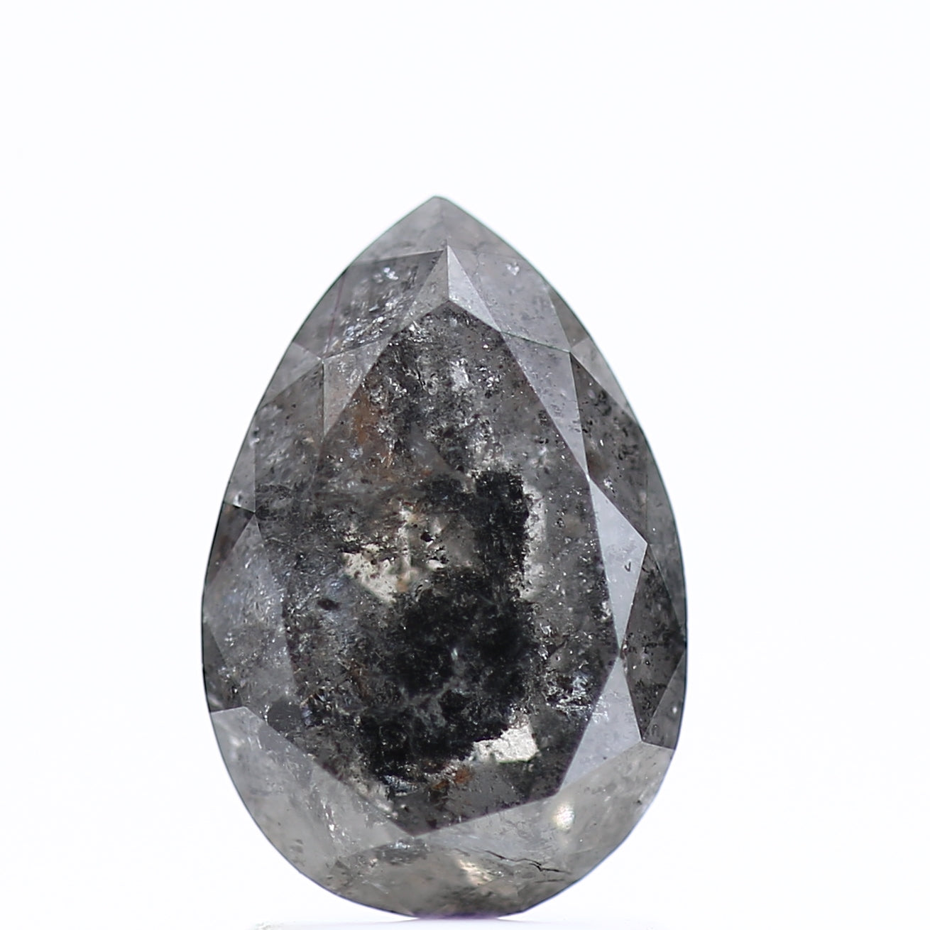 2.15 Carat Pear Shaped Salt and Pepper Diamond Natural Grey 9.70 MM