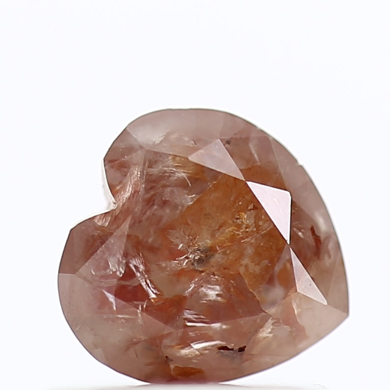 0.64ct Heart Orange Diamond Brilliant Cut Salt And Pepper Diamond 5.67 MM