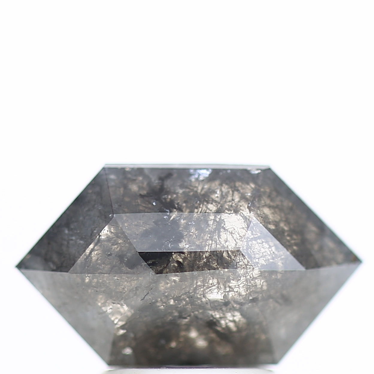1.58 Carat Natural Hexagon Gray Salt Pepper Diamond 11.19 MM
