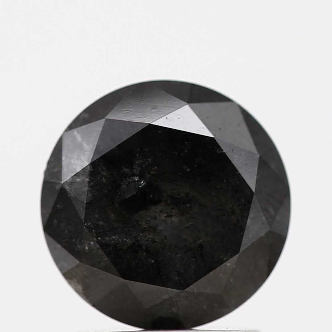 1.57 Carat Fancy Black Round Cut Natural Loose Diamond 7.5 MM - Blackdiamond