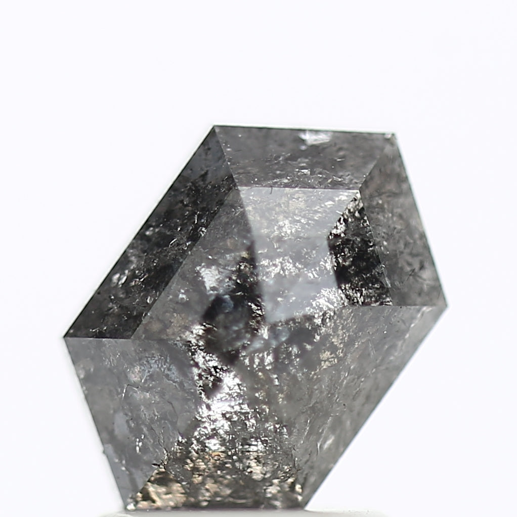 1.41 Carat Natural Gray Hexagon Salt And Pepper Diamond 8.83 MM