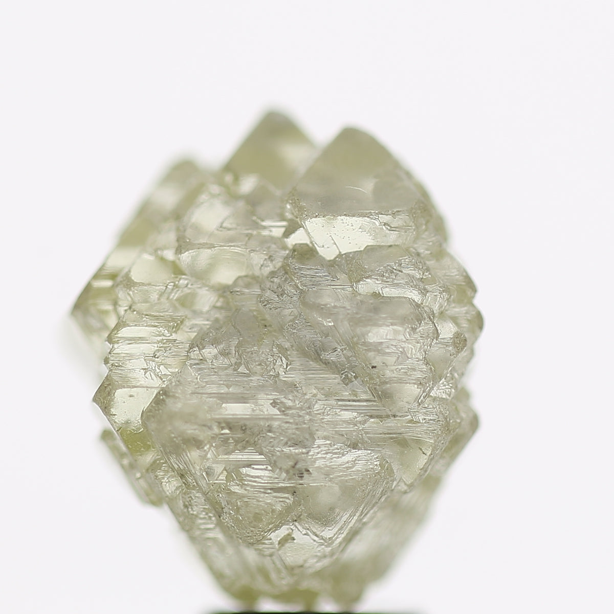 10 Ct Rough Diamond Octahedron Light Green Gray Raw Stone 12.70 MM