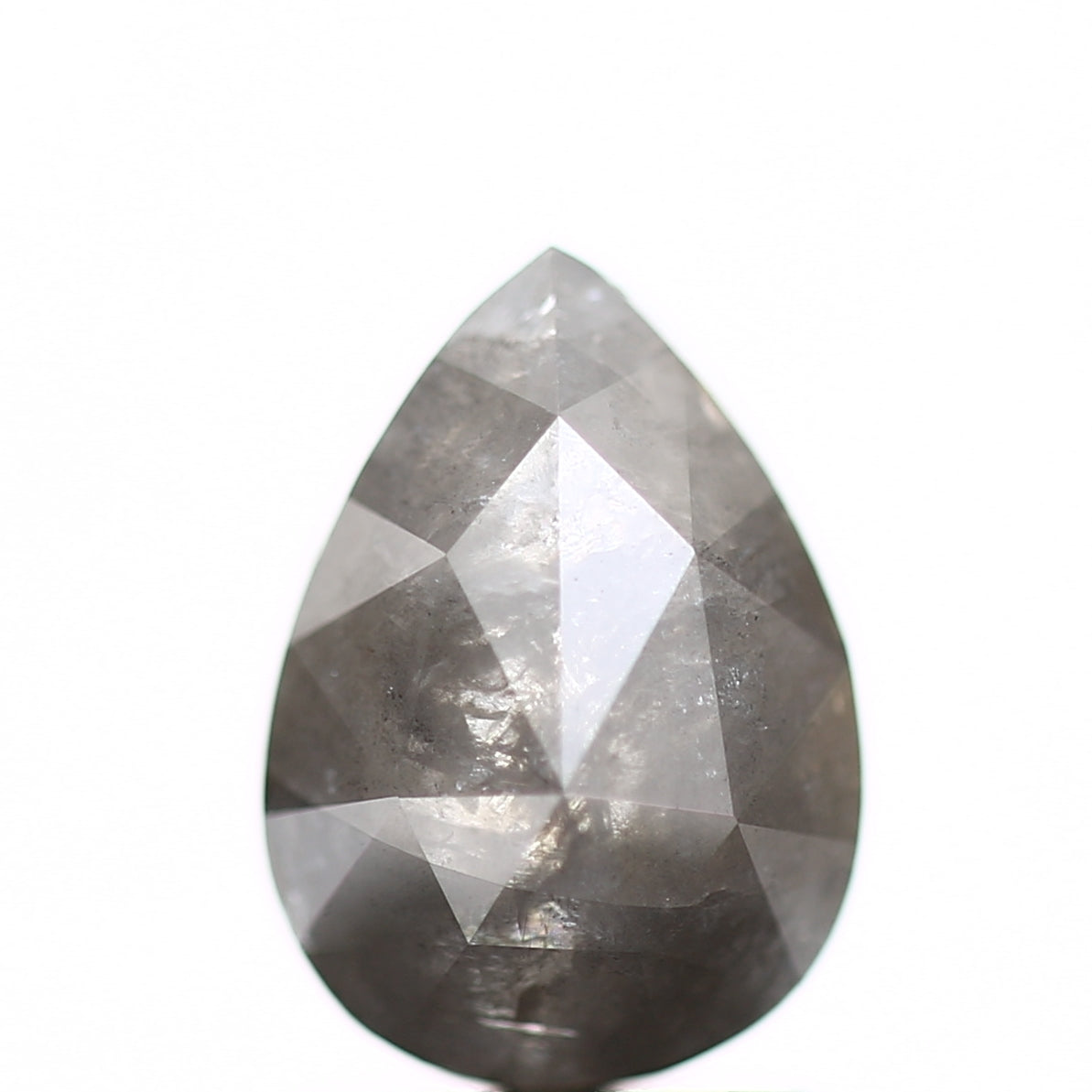 1.58 Carat Natural Pear Rosecut Gray Salt and Pepper Diamond sd56