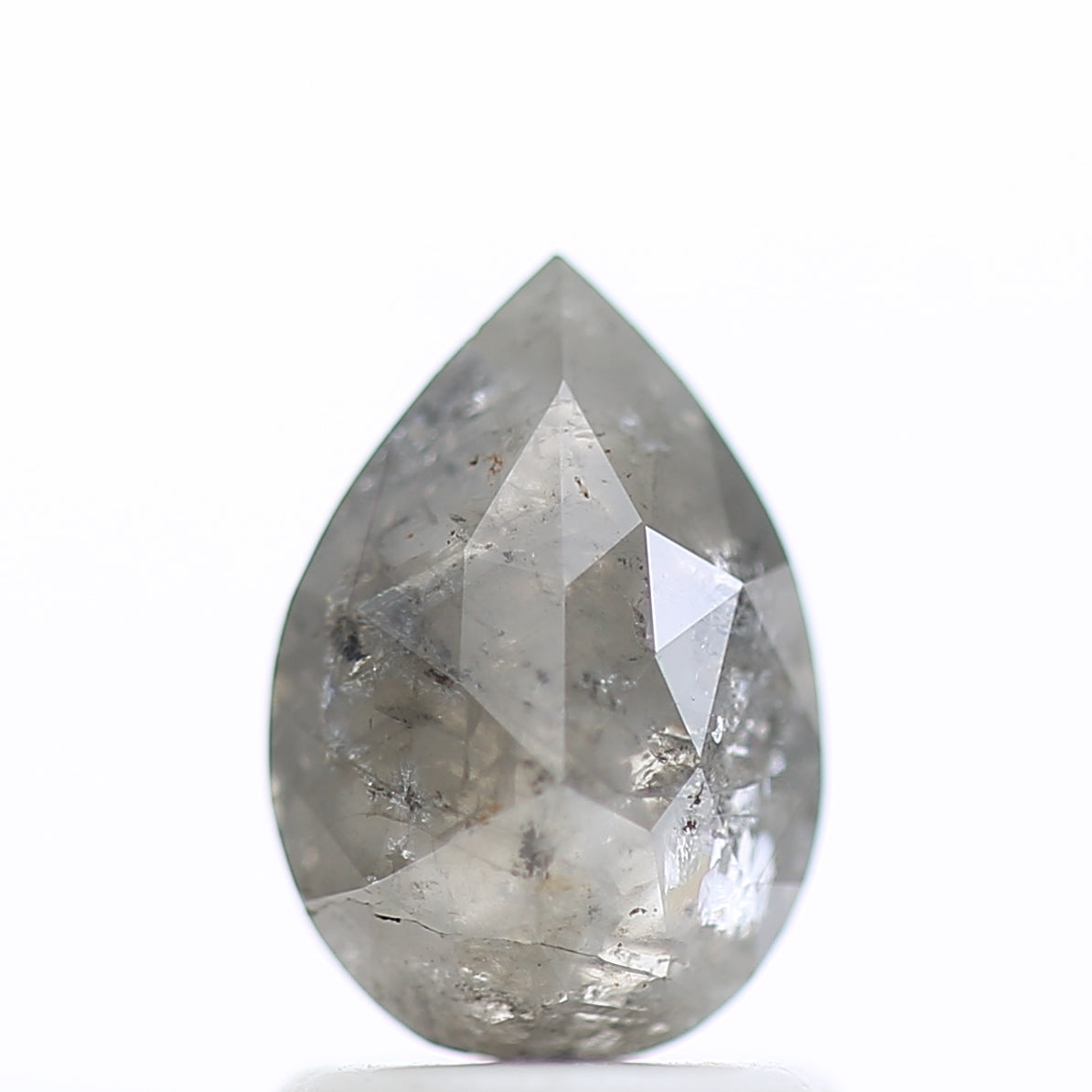 1.24 Carat Gray Pear Salt and Pepper Natural Diamond 8.48 MM