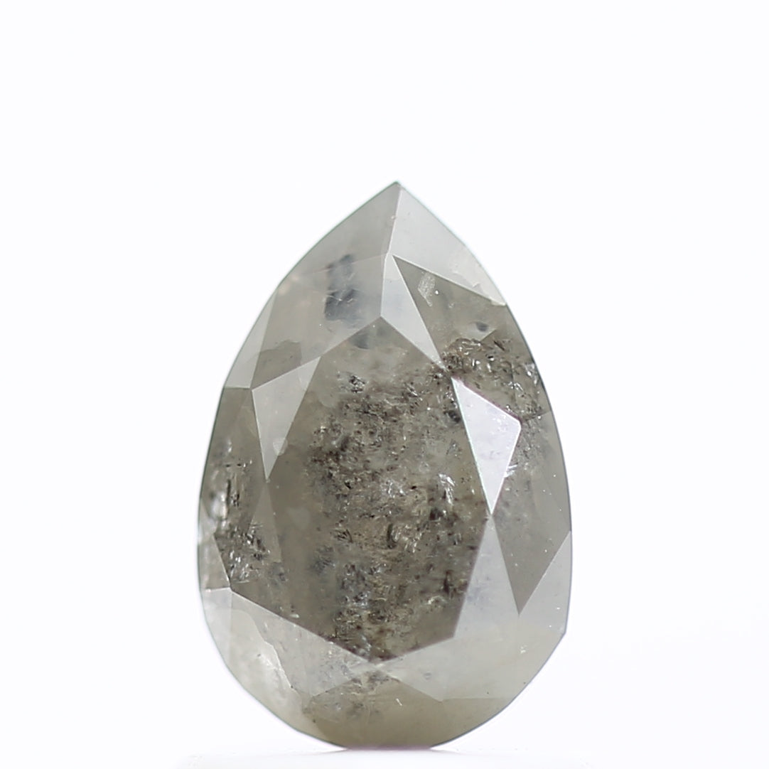1.02 Carat Celestial Pear Salt and Pepper Natural Diamond 7.68 MM