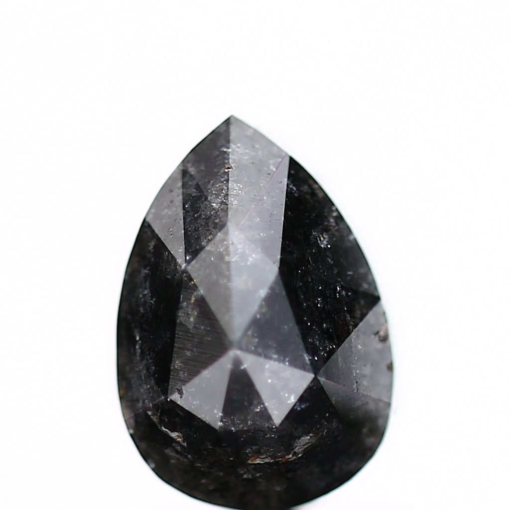 1.22 Carat Natural Pear Rose Cut Black Salt and Pepper Diamond SDM163