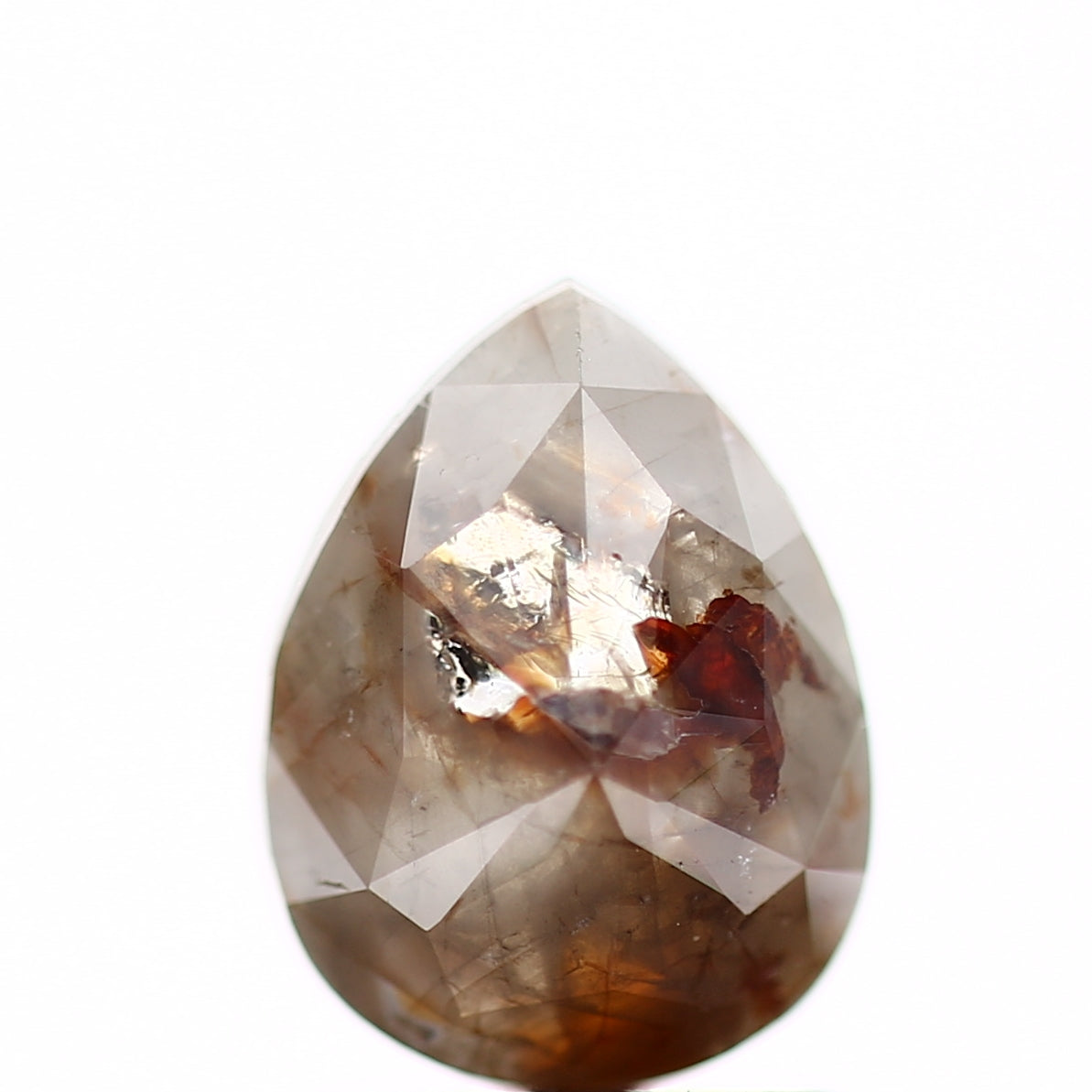 1.20 Carat Natural Pear Rosecut Gray Red Rustic Loose Diamond SDM91