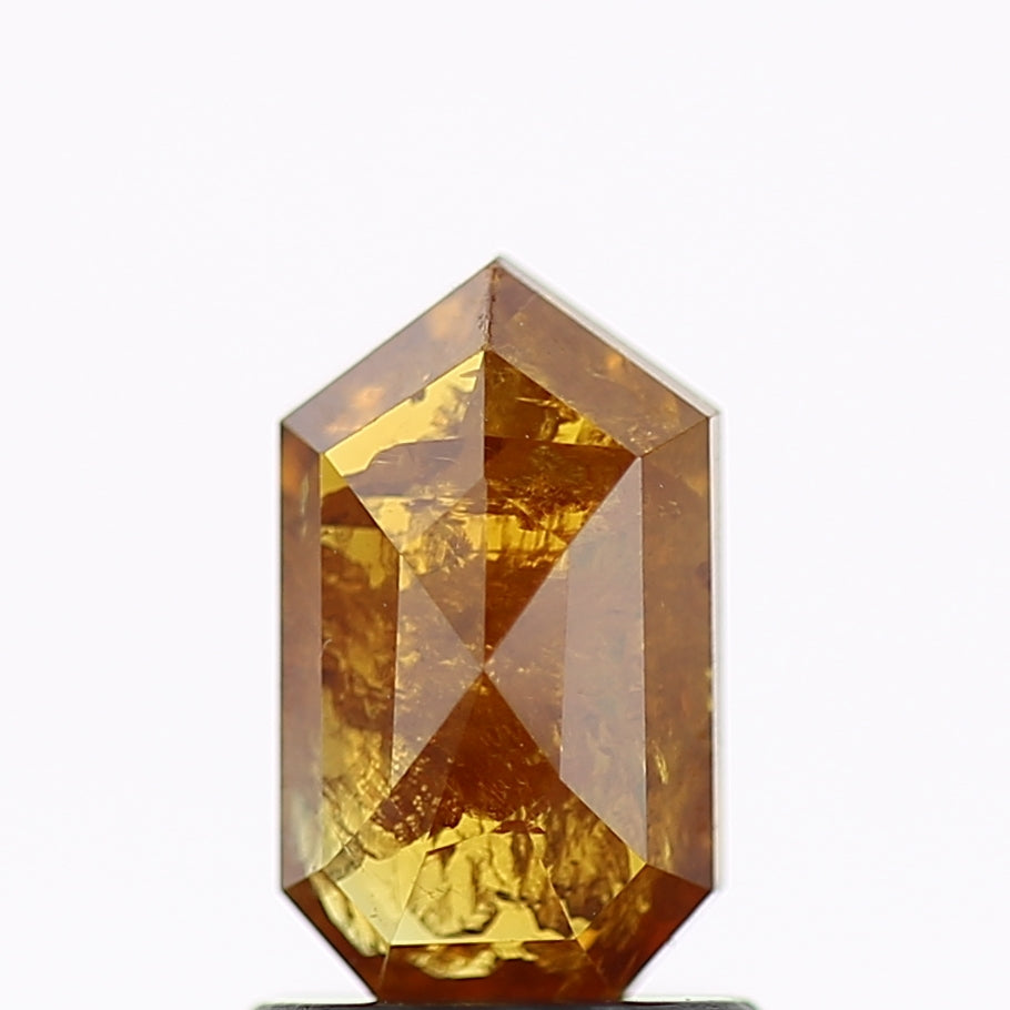 1.17 Carat Elongated Shield Salt and Pepper Diamond Yellow 8.12 MM