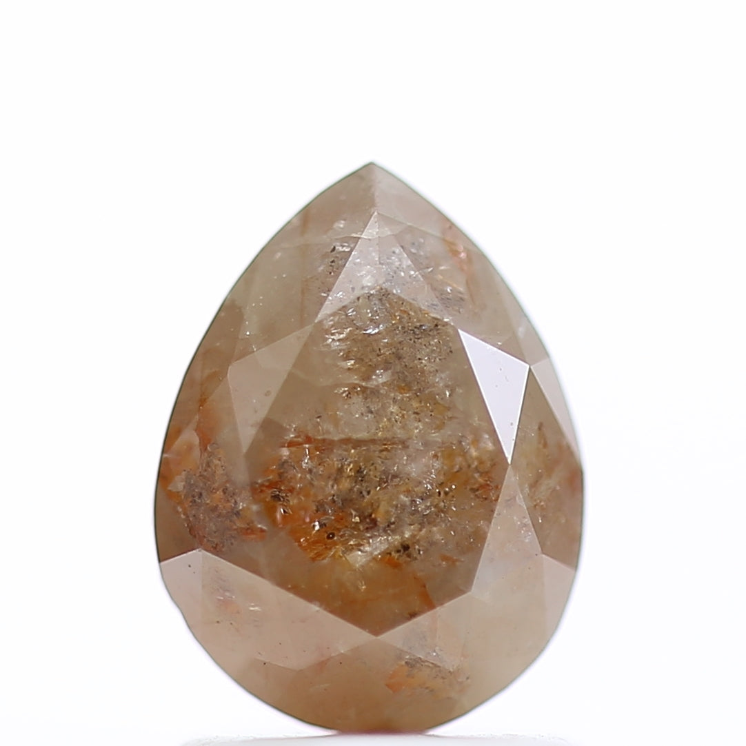 1.40 Carat Orange Brown Pear Cut Salt And Pepper Diamond 7.98 MM