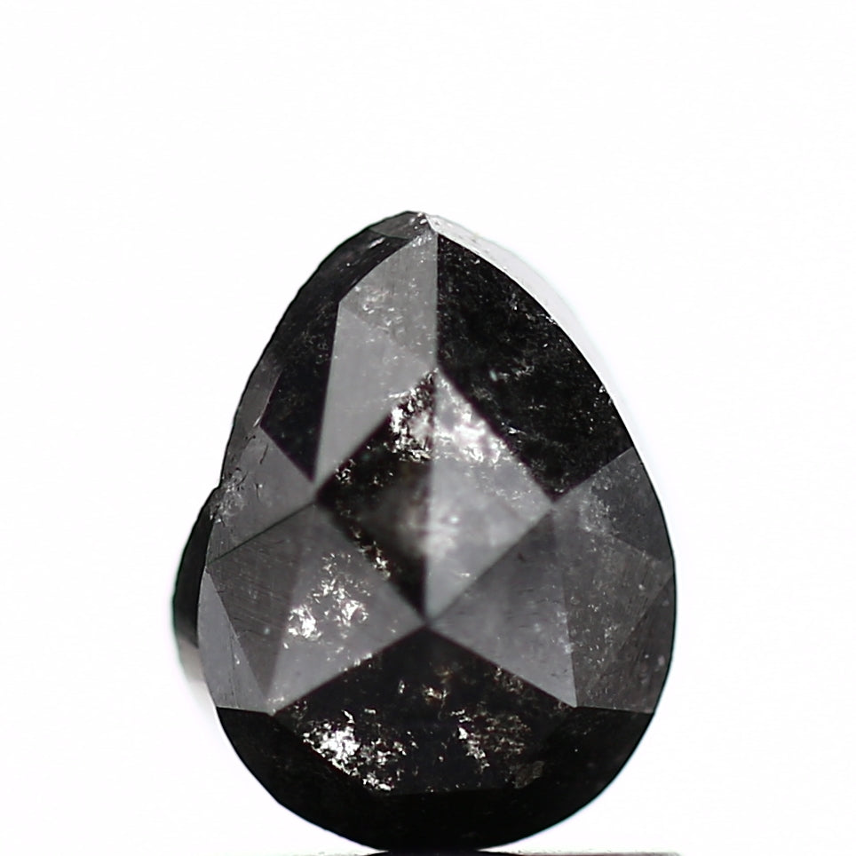 1.14 Carat Natural Pear Rose Cut Black Salt and Pepper Diamond SDM190