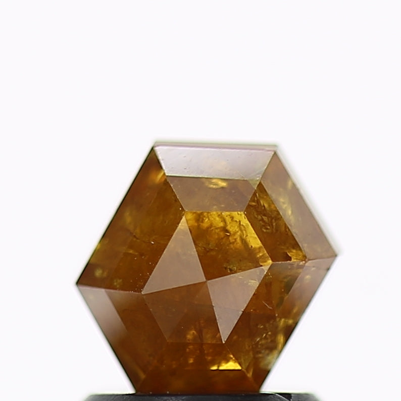 1.21 Carat Natural Orange Yellow Hexagon Salt and Pepper Diamond 6.9 MM