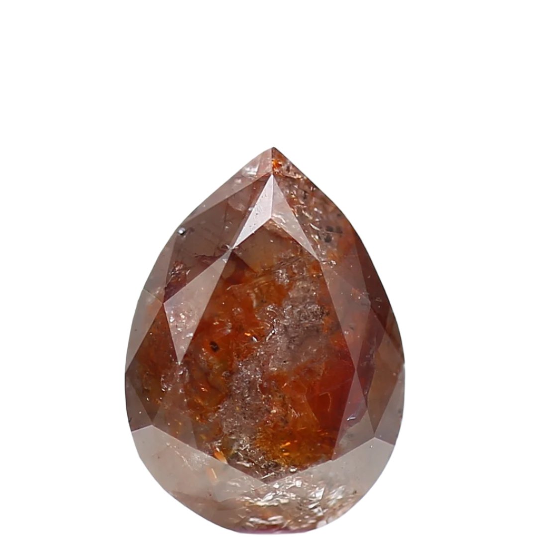 0.98 Carat Natural Orange Pear Loose Salt and Pepper Diamond