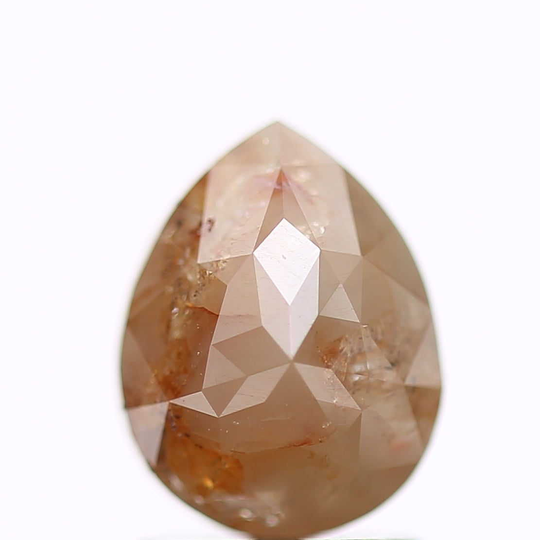 1.76 Carat Natural Pear Peach Orange Rustic Rose Cut Diamond SDM257