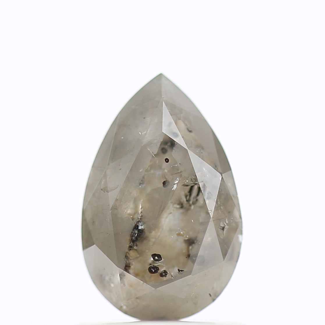 1 Carat Natural Pear Cut Gray Salt Pepper Diamond 8.18 MM