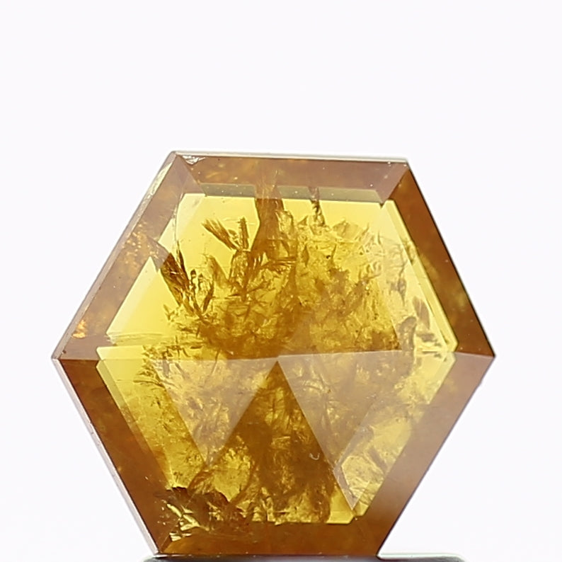 0.86 Carat Fancy Yellow Hexagon Salt and Pepper Diamond 7 MM