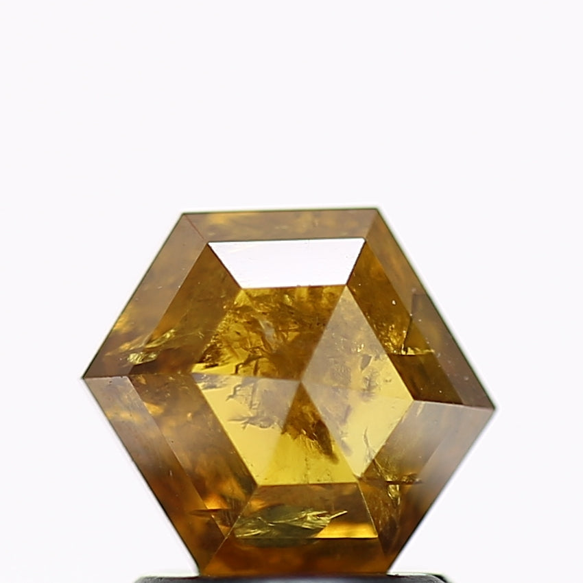 1.51 Carat Natural Yellow Hexagon Salt and Pepper Diamond 6.6 MM