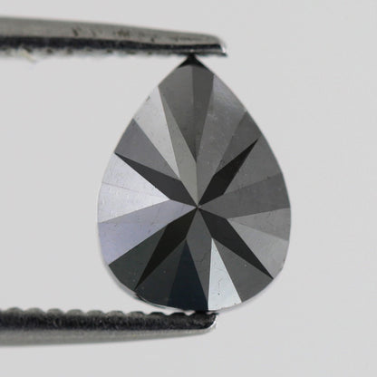 1.61 Carat 8 MM Pear Shape Loose Black Diamond For Pendant Necklace And Engagement Ring - Blackdiamond