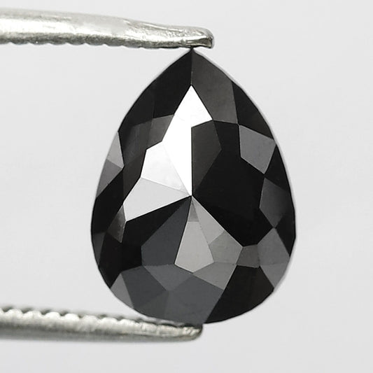 1.84 Carat Pear Shape Loose Diamond 9 MM Heated Black Color Diamond For Pendant Engagement Ring