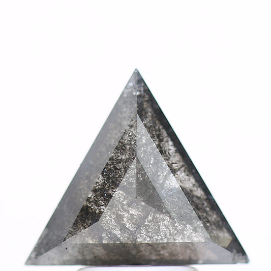 1.69 Carat 9.17 MM Natural Fancy Gray Triangle Salt and Pepper Diamond