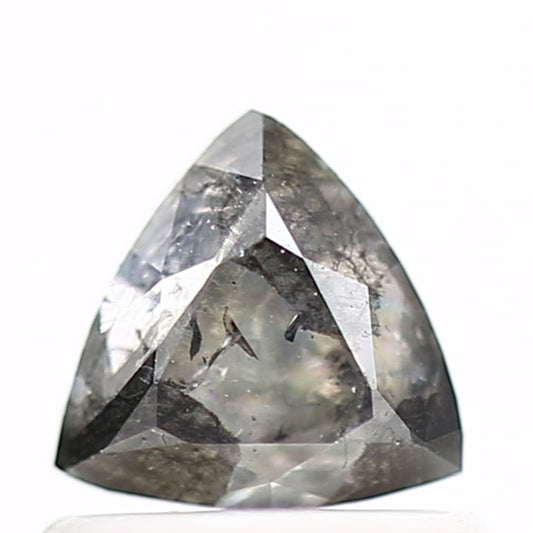 0.76 Carat 5.3 MM Natural Gray Trillion Cut Salt and Pepper Diamond