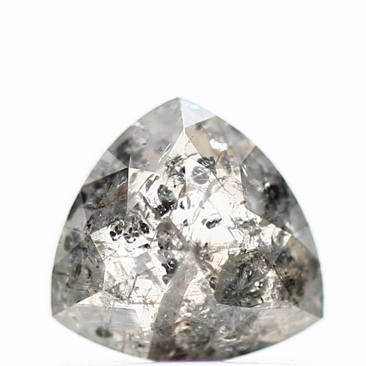 0.70 Carat 5.96 MM Natural Fancy Gray Trillion Salt and Pepper Diamond