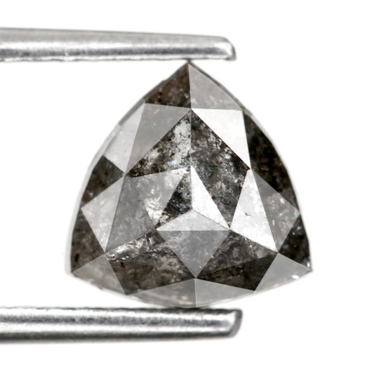 1.75 Carat 7.9 MM Natural Gray Trillion Cut Salt and Pepper Diamond