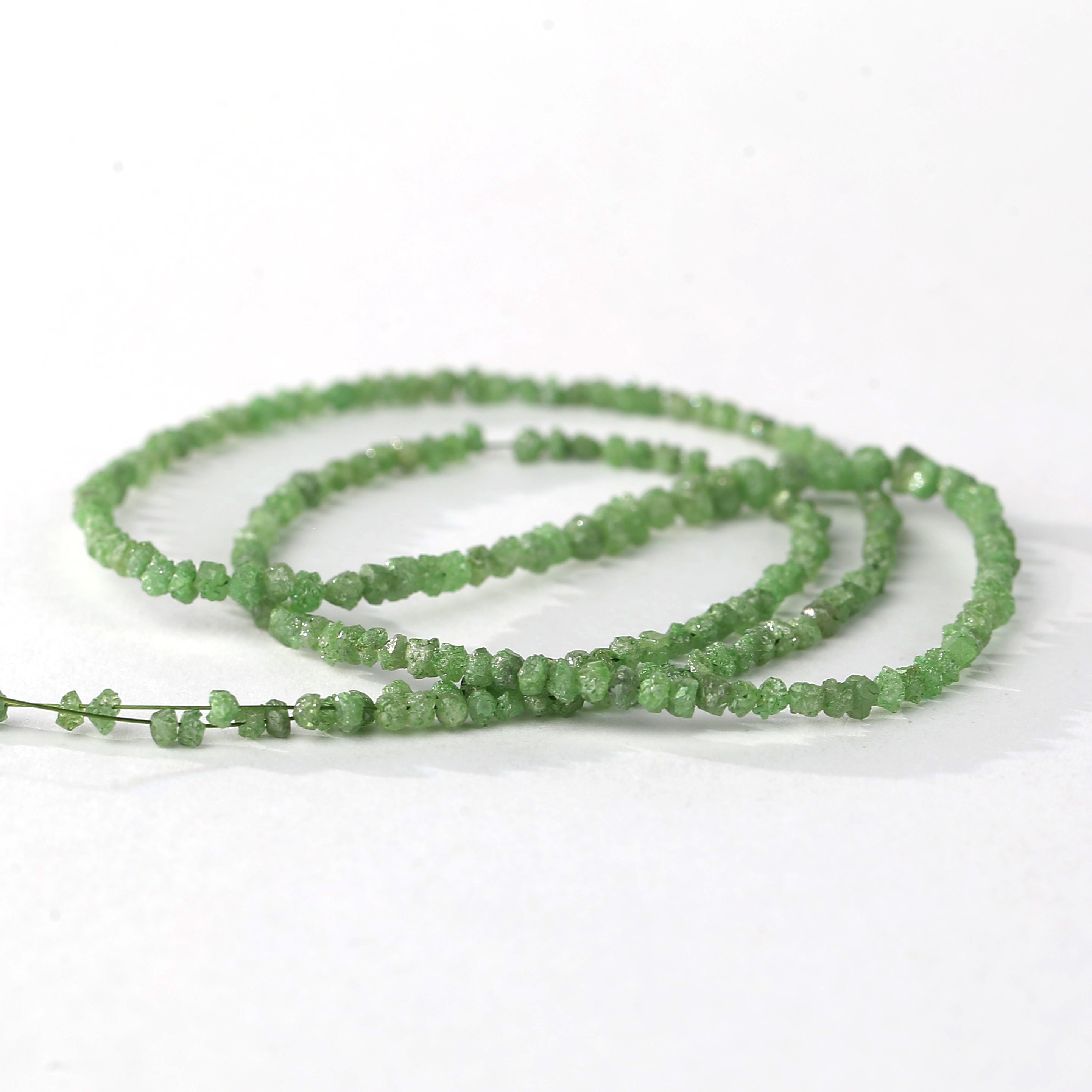 Natural uncut green diamond beads for jewelry making