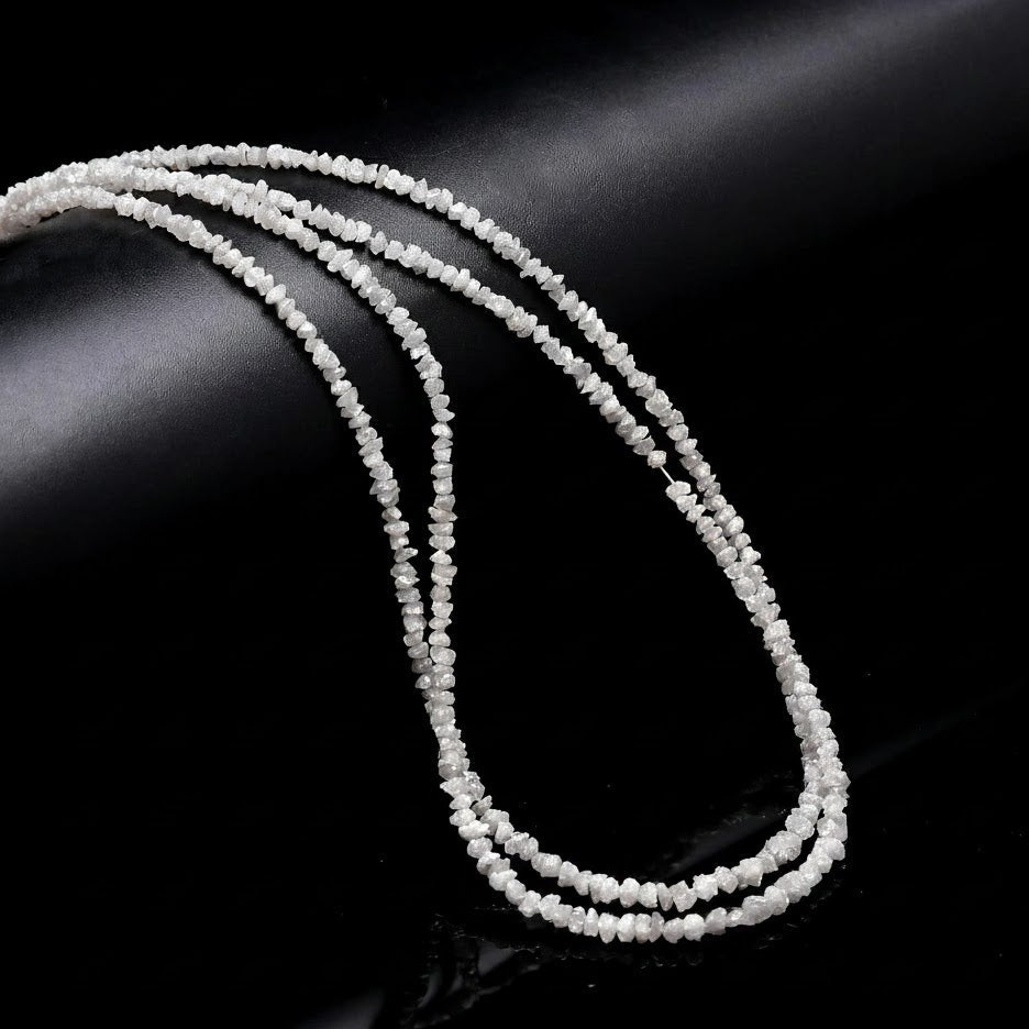 15 Inch Strand Raw Rough Diamond Beads Uncut Grey White Beads 3mm
