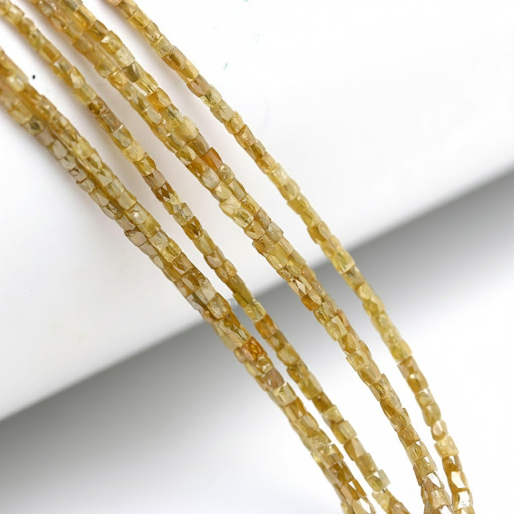 AAA+ 15 Inch Strand Beads  Grade Natural Faceted Yellow Diamond Tube Beads