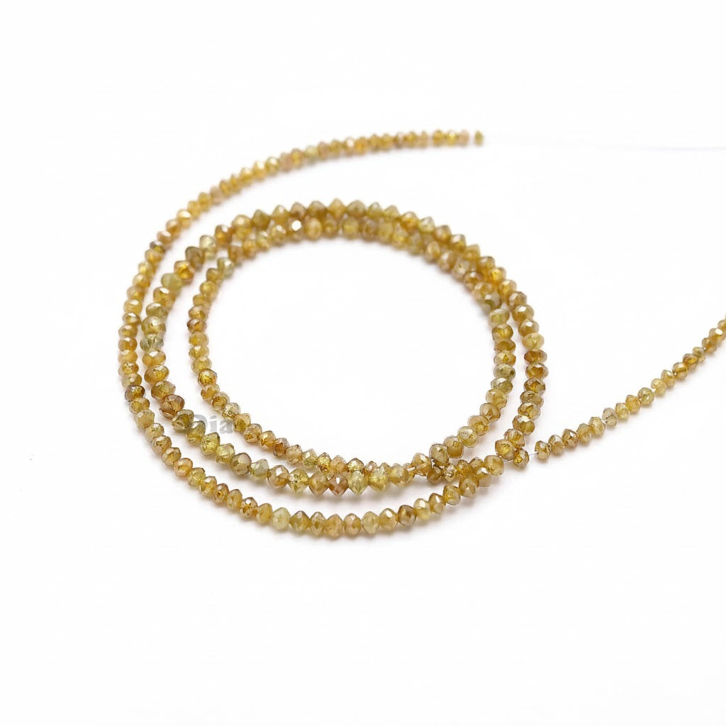 AAA+ Grade Natural Faceted Yellow Diamond Rondelle Beads 15 Inch Strand Beads