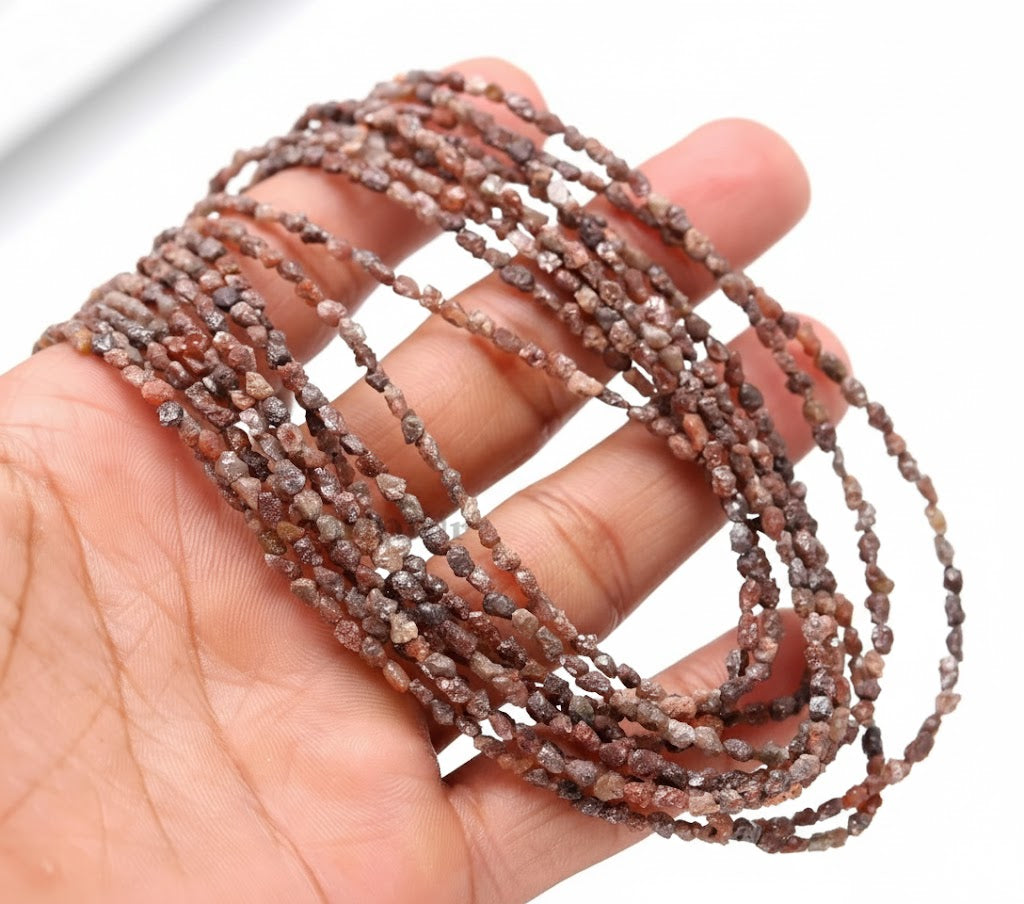 15 Inch Strand Natural Raw Red Rough Diamond Beads 2-3mm