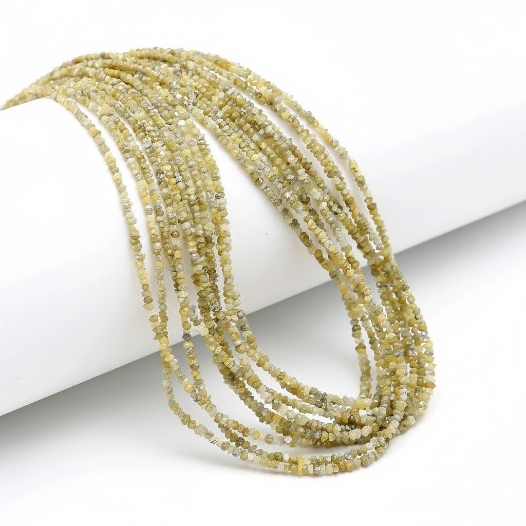 15 Inch Strand Natural Yellow Rough Diamond Beads 2-3.5 mm