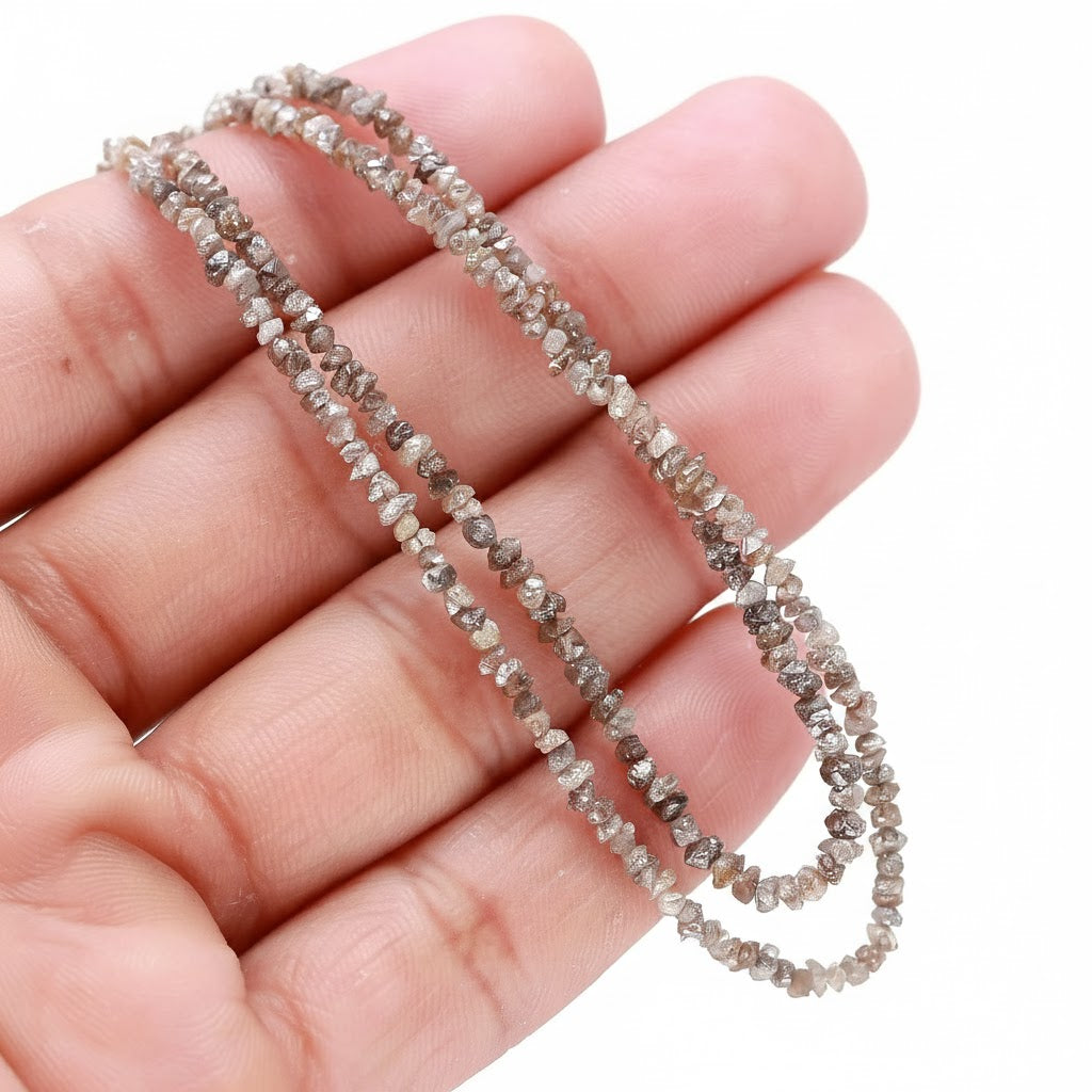 16 Inch Strand Raw Brown Diamond Beads Sparkling Rough Diamond 2-3mm
