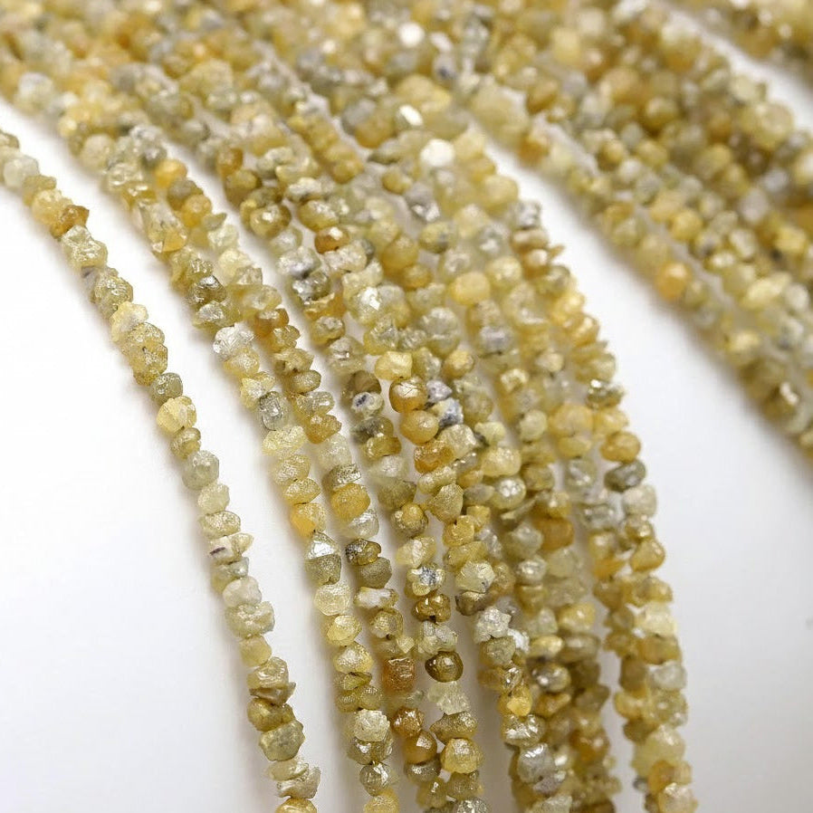 15 Inch Strand Natural Yellow Rough Diamond Beads 2-3.5 mm