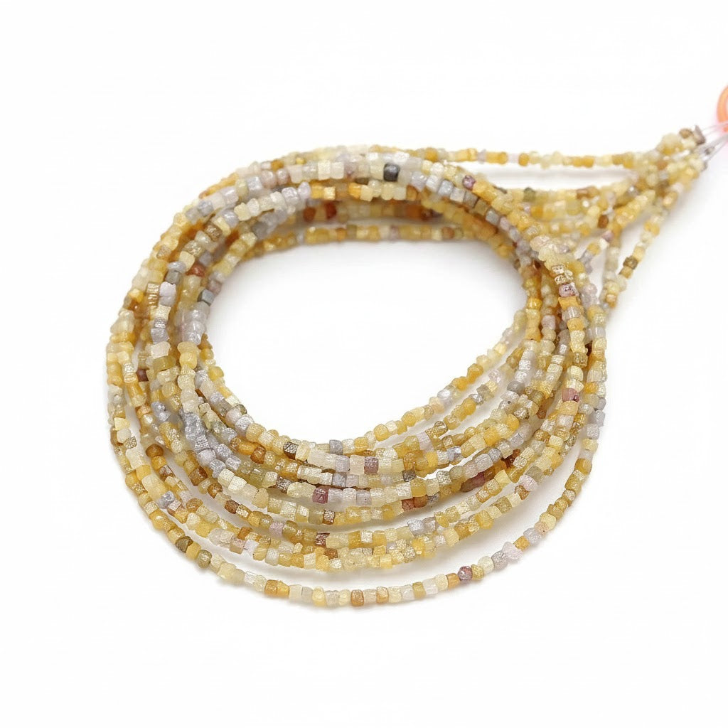 16 Inch Strand Natural Multi-Colour Raw Diamond Cube Beads