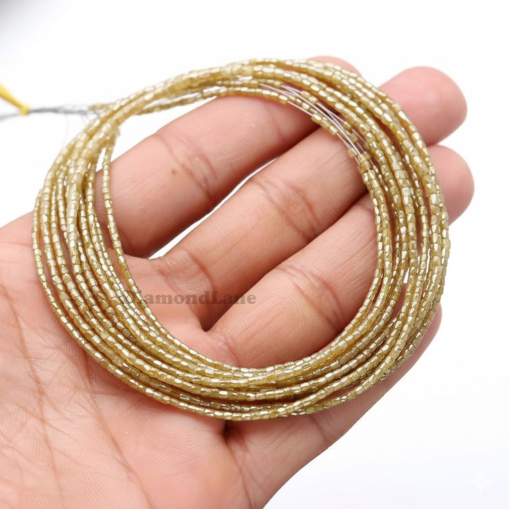 AAA+ 15 Inch Strand Beads  Grade Natural Faceted Yellow Diamond Tube Beads